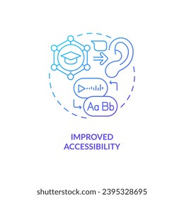 Thin line gradient icon representing improved accessibility in AI education, isolated vector illustration, innovation in education.