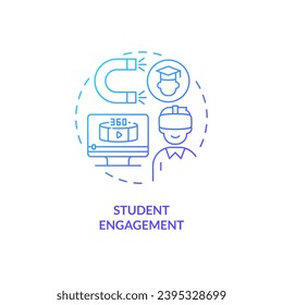 Thin line gradient icon representing AI in student engagement, isolated vector illustration, innovation in education.