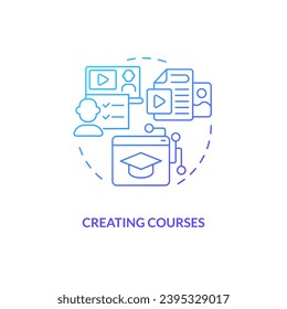 Thin line gradient icon representing creating courses, isolated vector illustration of innovation in education.