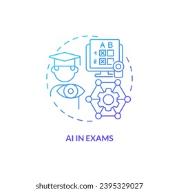 Thin line gradient icon representing AI in exams, isolated vector illustration of innovation in education.
