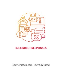 Thin line gradient icon representing incorrect responses, isolated vector illustration, AI in education.