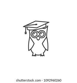 thin line graduated owl icon on white background