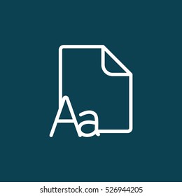 thin line grammar, letter file, icon on blue background