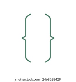 thin line green curly braces icon for text. linear graphic element for minimal web design or internet website. simple symbol for html coding or quotation sign for chat or popup message