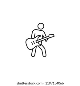 thin line guitarist icon on white background