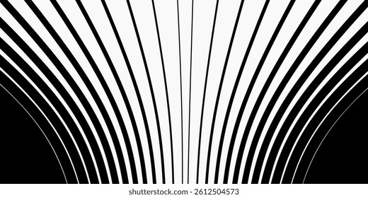 Thin line halftone gradient texture. Fading vertical stripe gradation background. Repeating wide pattern backdrop. Black parallel lines wallpaper for overlay, print, cover, banner, poster. Vector