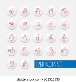 Thin line hand gesture icons set. Vector illustration.