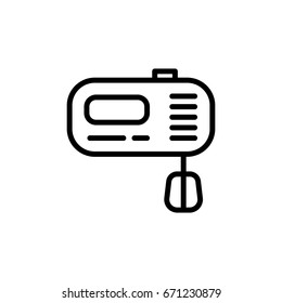 Thin line hand mixer icon. Vector illustration isolated on a white background. Simple outline pictogram of hand mixer.