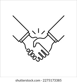 thin line handshake like partnership icon. simple black stroke trend modern people logotype graphic lineart art design element isolated on white. concept of simple two human arms and customer promise