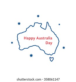 thin line happy australia day. concept of memorial, culture, geography, 26th jan month, imprint, army workforce. isolated on white background. flat style trend modern logo design vector illustration