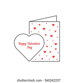 thin line happy valentine day postcard. concept of celebration, ornate, event, book cover, scrapbook, romance. isolated on white background. flat style trend modern logo design vector illustration