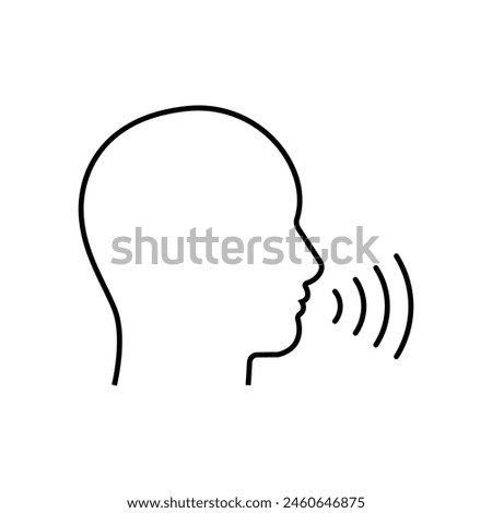 thin line head like voice command. concept of girl or boy singing or speaking and control technology. stroke flat style trendy modern logotype graphic line