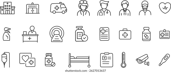 Thin Line Healthcare Icons – Editable Vector Pictograms