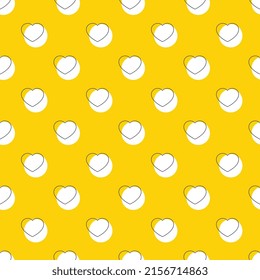 Thin line Heart shape icons on a yellow background in seamless pattern. Abstract business illustration with repeated elements. Vector background EPS 10