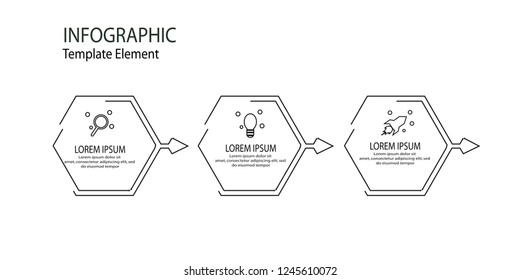 thin line hexagon arrow infographic template element