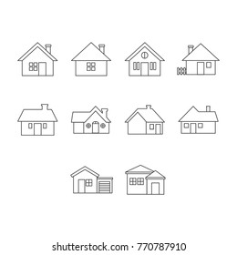 Thin line home icon set