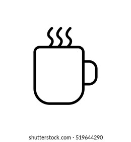 thin line hot cup icon on white background