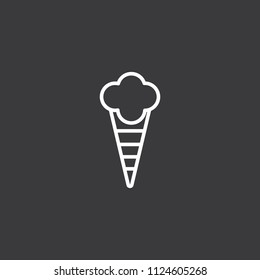 thin line ice cream icon on dark background