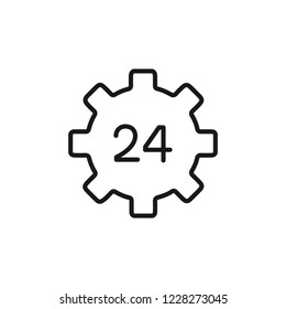 Thin line icon of 24 hour, time, service. Editable vector stroke 64x64 Pixel.