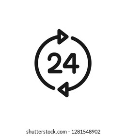 Thin line icon of 24 hours, service, time, delivery. Editable vector stroke 500x500 Pixel.