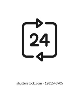Thin line icon of 24 hours, service, time, delivery. Editable vector stroke 500x500 Pixel.