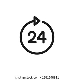 Thin line icon of 24 hours, service, time, delivery. Editable vector stroke 500x500 Pixel.