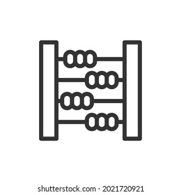 Thin line icon of abacus. Vector outline sign for UI, web and app. Concept design of abacus icon. Isolated on a white background.