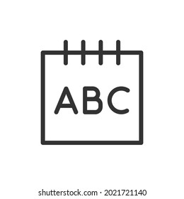 Thin line icon of abc. Vector outline sign for UI, web and app. Concept design of abc icon. Isolated on a white background.
