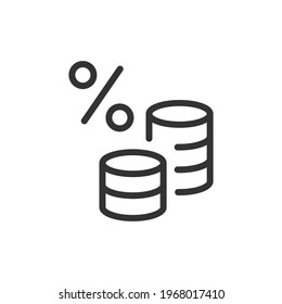 Thin line icon of accounting. Vector outline sign for UI, web and app. Concept design of accounting icon. Isolated on a white background.