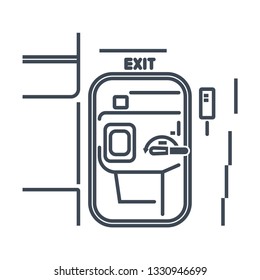 Thin Line Icon Airplane Interior, Door Exit On The Plane