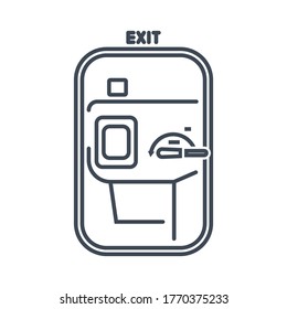 Thin line icon airplane interior, door exit on the plane