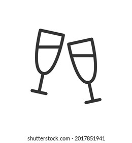 Thin line icon of alcohol. Vector outline sign for UI, web and app. Concept design of alcohol icon. Isolated on a white background.