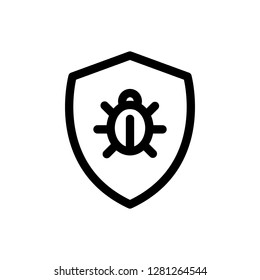 Thin line icon of antivirus, shield, protection, virus. Editable vector stroke 500x500 Pixel.