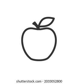 Thin line icon of apple. Vector outline sign for UI, web and app. Concept design of apple icon. Isolated on a white background.