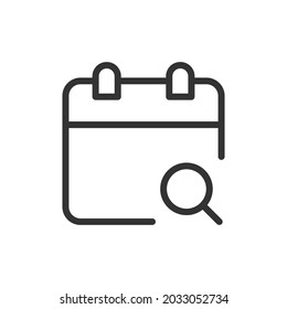 Thin line icon of appointment. Vector outline sign for UI, web and app. Concept design of appointment icon. Isolated on a white background.