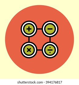Thin Line Icon. Arithmetic Operations. Simple Trendy Modern Style Round Color Vector Illustration. 