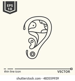 Thin line icon - Artificial ear. EPS 10. Isolated object