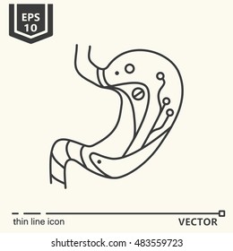 Thin line icon - Artificial stomach. EPS 10. Isolated object