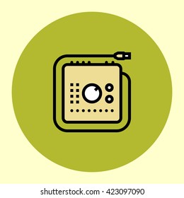 Thin Line Icon. Audio Interface. Simple Trendy Modern Style Round Color Vector Illustration.