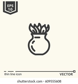 Thin line icon - ayurvedic herbs. EPS 10 Isolated objects