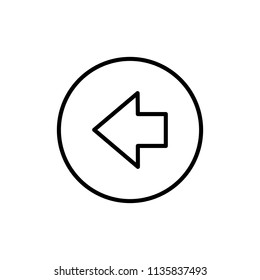 Thin line icon of back, arrow, direction. Editable vector stroke 64x64 Pixel.