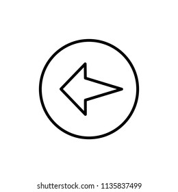 Thin line icon of back, arrow, direction. Editable vector stroke 64x64 Pixel.
