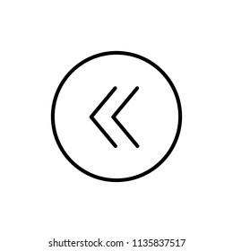 Thin line icon of back, arrow, direction. Editable vector stroke 64x64 Pixel.