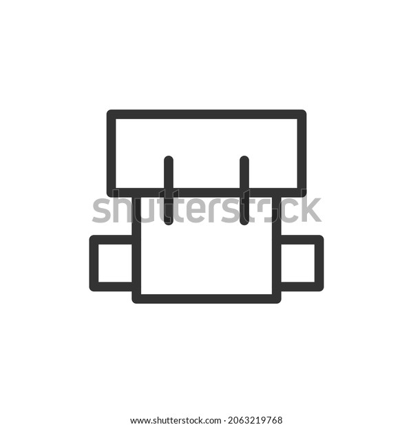 Thin line icon of backpack. Vector outline\
sign for UI, web and app. Concept design of backpack icon. Isolated\
on a white background.