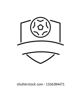 Thin line icon of ball, football, soccer, emblem, shield. Editable vector stroke 64x64 Pixel.