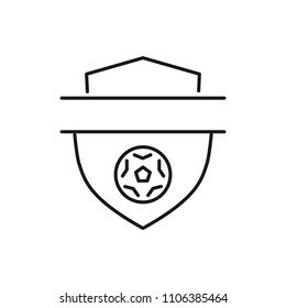 Thin line icon of ball, football, soccer, emblem, shield. Editable vector stroke 64x64 Pixel.