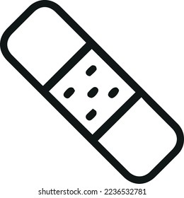 Thin line icon of bandage. Vector outline sign for UI, web and app. Concept design of bandage icon. Isolated on a white background.