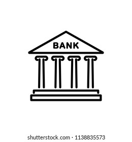Thin line icon of bank, building, finance. Editable vector stroke 64x64 Pixel.