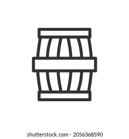 Icono de línea delgada de barril. Signo de contorno vectorial para interfaz de usuario, web y aplicación. Diseño conceptual de icono de barril. Aislado sobre un fondo blanco.