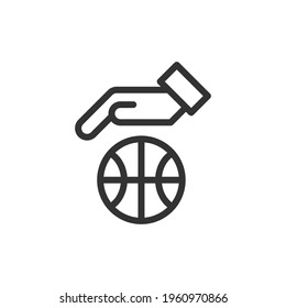 Thin line icon of basketball. Vector outline sign for UI, web and app. Concept design of basketball icon. Isolated on a white background.